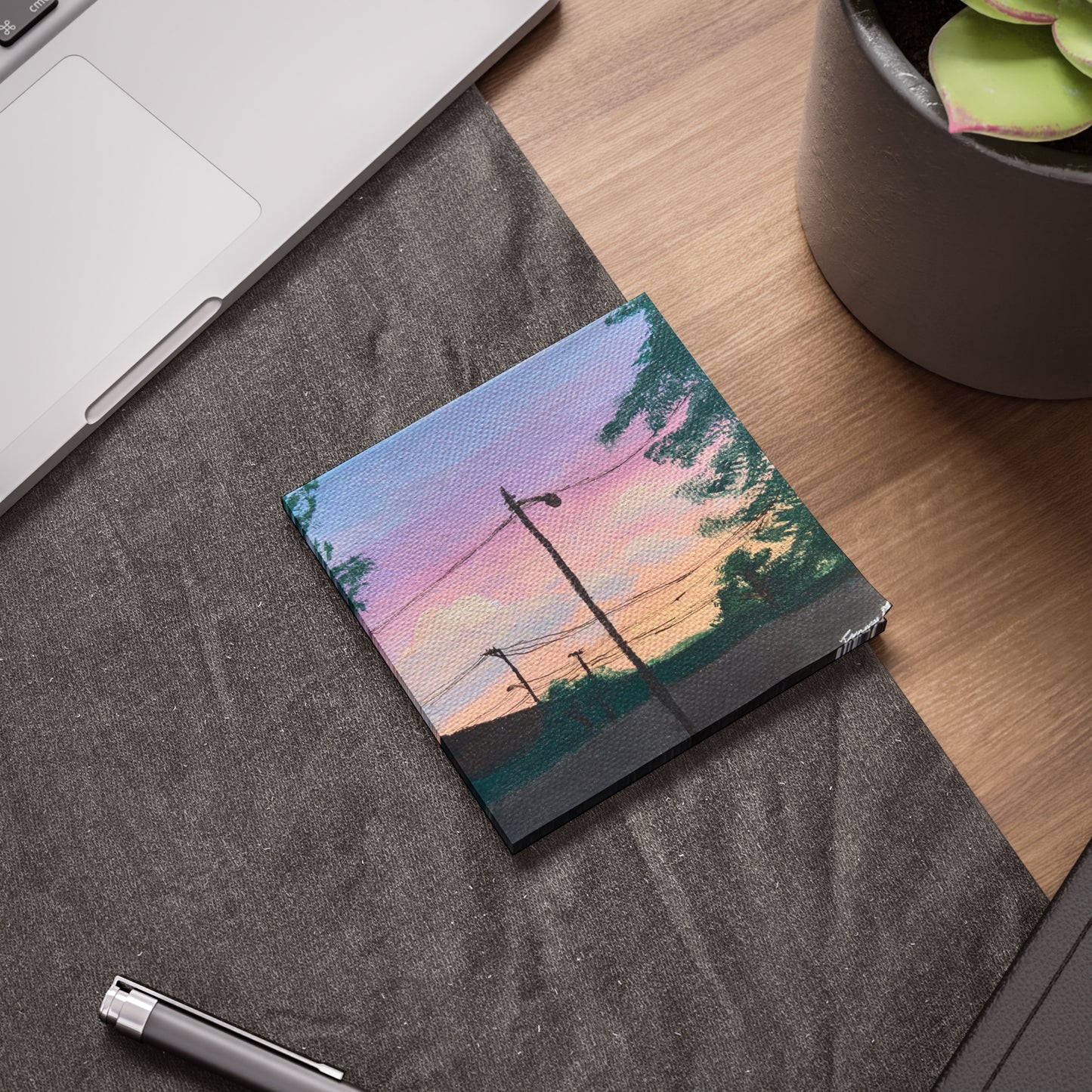 Sunset Suburb Painting Post-it Note Pads | Artistic Sticky Notes for Organization, Gifts, Office Decor, Home, & Study